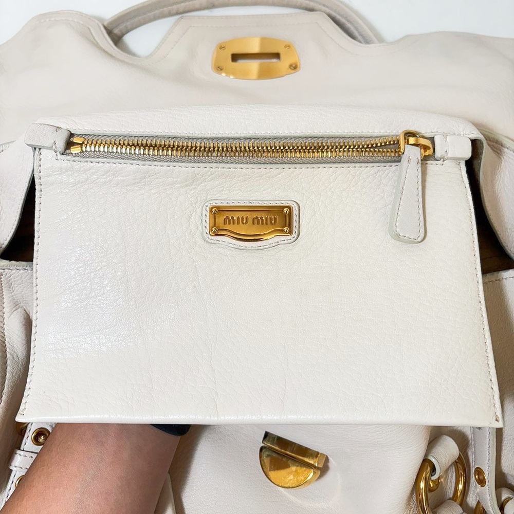 Miu Miu Beige Leather Satchel Bag - Picture 8 of 12